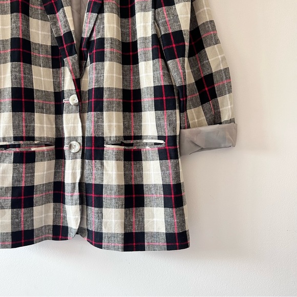 SAG HARBOR | Vintage Neutral Plaid Button-Down Blazer - Picture 3 of 4
